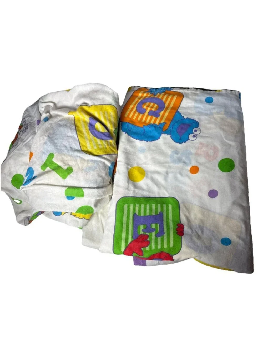 Vintage 80s Sesame Street Flat Sheet Twin Bedding Big Bird Numbers Bert Ernie